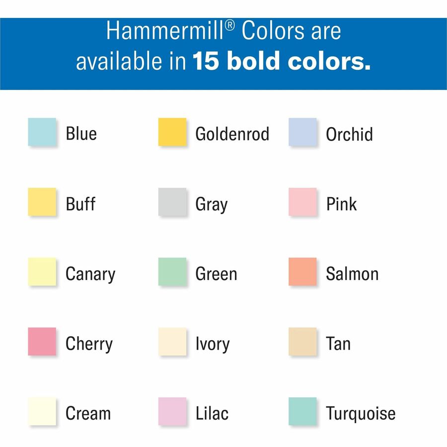 Hammermill Colors Recycled Copy Paper - Blue - Letter - 8 1/2" x 11" - 20 lb Basis Weight - Smooth - Sustainable Forestry Initiative (SFI) - Archival-safe, Acid-free, Jam-free - Blue - 500 / Ream