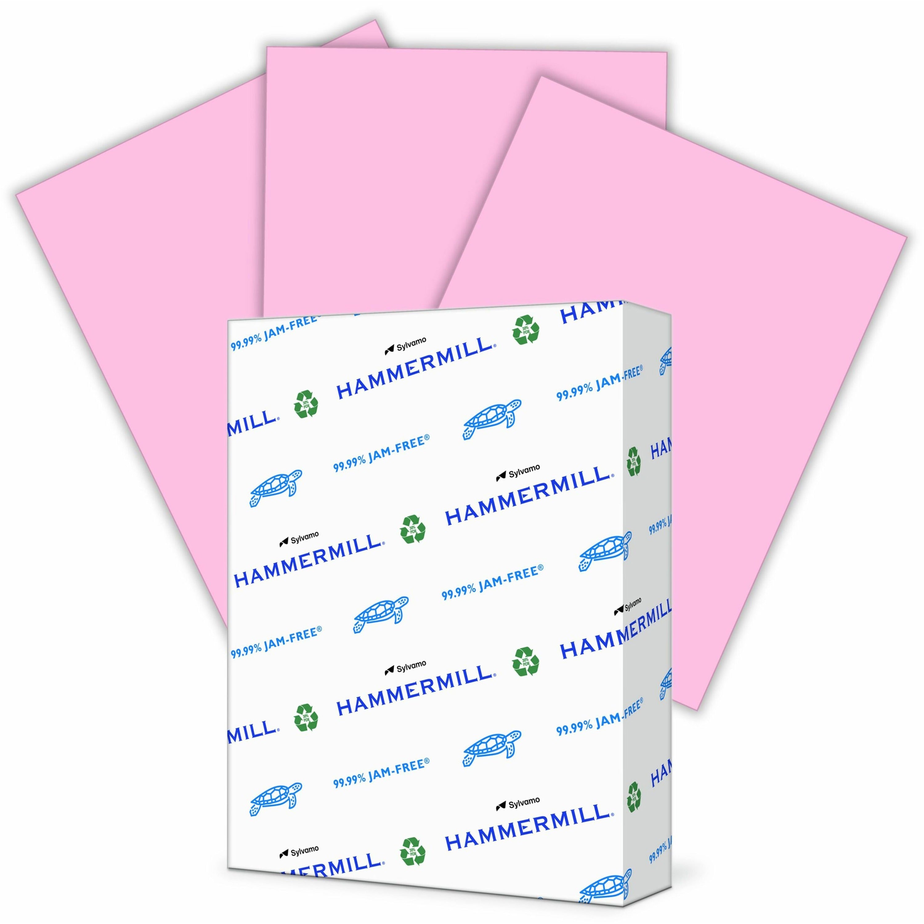 Hammermill Colors Recycled Copy Paper - Pink - Letter - 8 1/2" x 11" - 20 lb Basis Weight - Smooth - Sustainable Forestry Initiative (SFI) - Archival-safe, Acid-free, Jam-free - Pink - 500 Sheets per Ream - 1 Ream