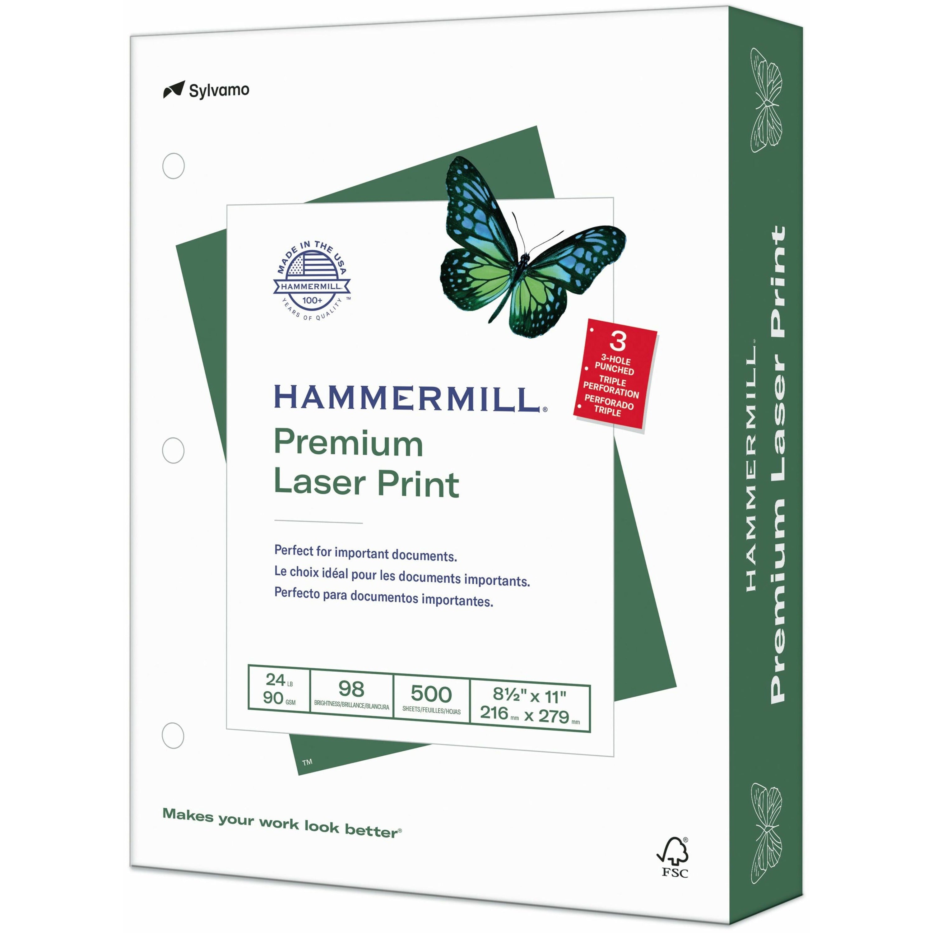98 Brightness - Letter - 8 1/2" x 11" - 24 lb Basis Weight - Ultra Smooth - Sustainable Forestry Initiative (SFI) - White - 500 / Ream