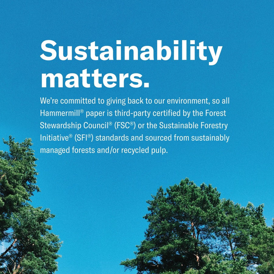 98 Brightness - Letter - 8 1/2" x 11" - 24 lb Basis Weight - Ultra Smooth - Sustainable Forestry Initiative (SFI) - White - 500 / Ream