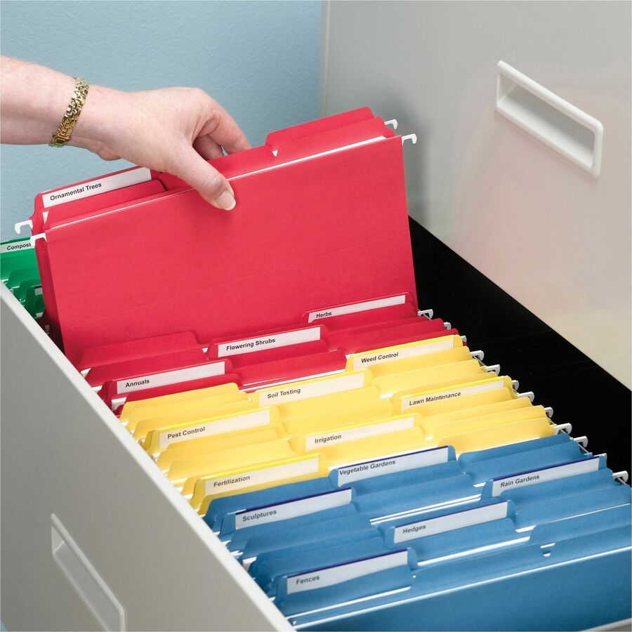 Smead 1/3 Tab Cut Letter Recycled Interior File Folder - 8 1/2" x 11" - 3/4" Expansion - Top Tab Location - Assorted Tab Position - 11 pt. - 1 Plys - Green, Orange, Red, Sky Blue, Yellow - 10% Recycled - 100 / Box