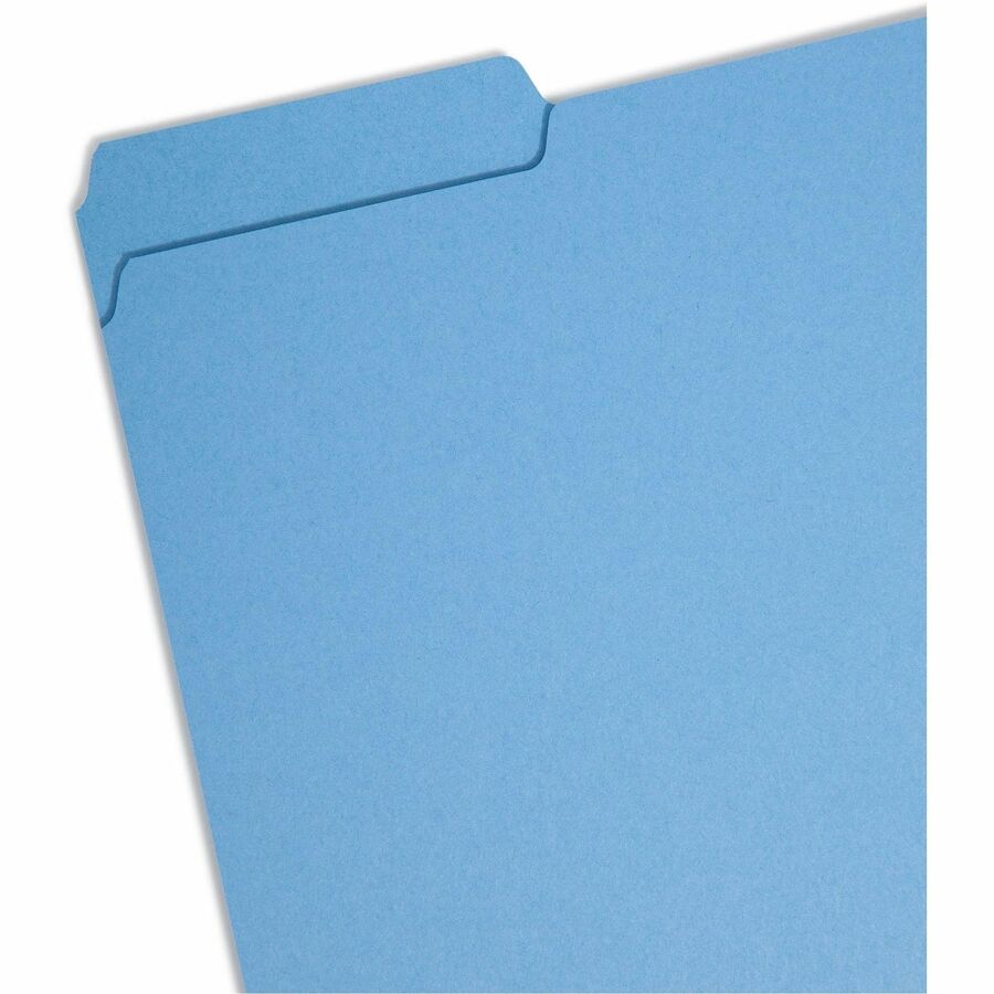 Smead 1/3 Tab Cut Letter Recycled Interior File Folder - 8 1/2" x 11" - 3/4" Expansion - Top Tab Location - Assorted Tab Position - 11 pt. - 1 Plys - Paper - Blue - 10% Recycled - 100 / Box