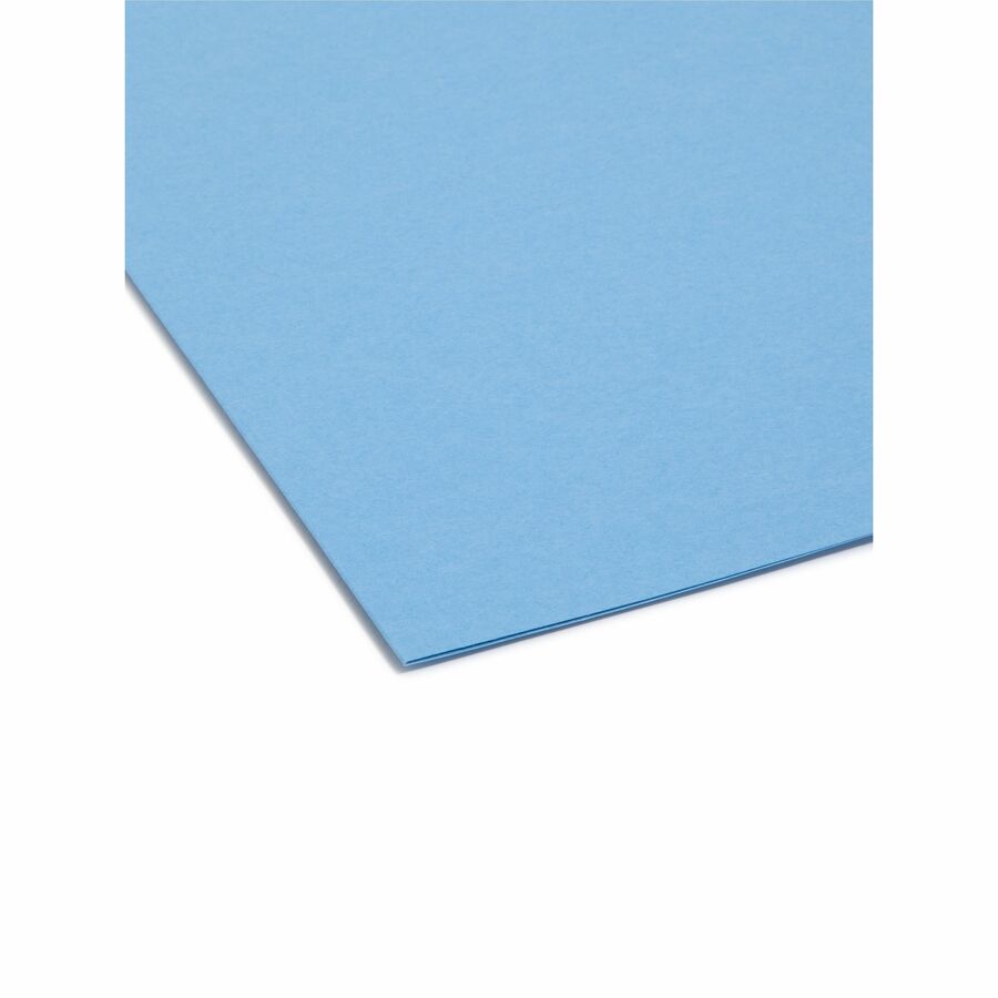 Smead 1/3 Tab Cut Letter Recycled Interior File Folder - 8 1/2" x 11" - 3/4" Expansion - Top Tab Location - Assorted Tab Position - 11 pt. - 1 Plys - Paper - Blue - 10% Recycled - 100 / Box