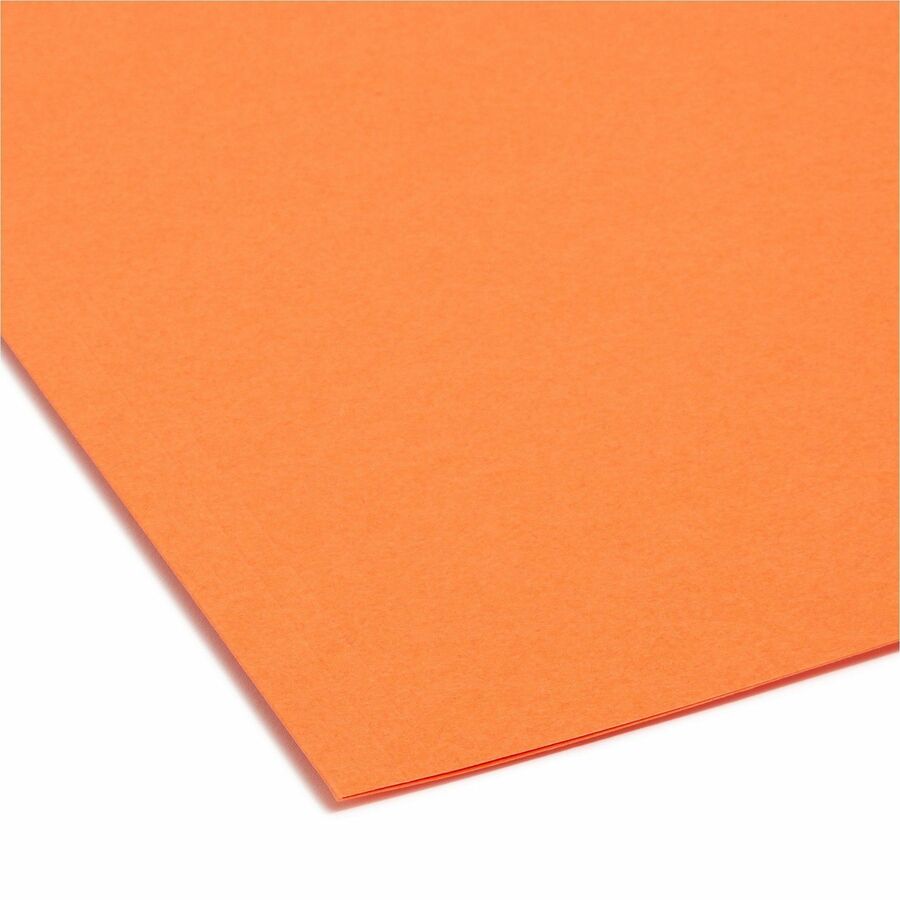 Smead 1/3 Tab Cut Letter Recycled Interior File Folder - 8 1/2" x 11" - 3/4" Expansion - Top Tab Location - Assorted Tab Position - 11 pt. - 1 Plys - Paper - Orange - 10% Recycled - 100 / Box