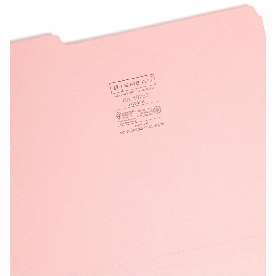 Smead 1/3 Tab Cut Letter Recycled Interior File Folder