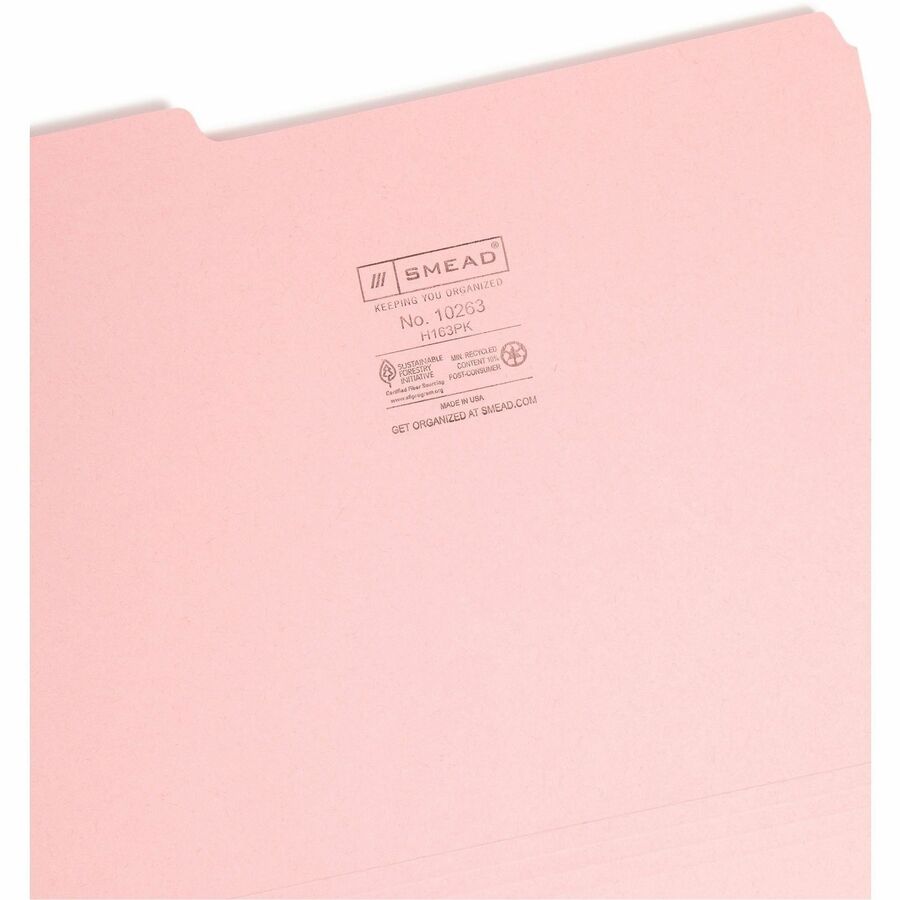 Smead 1/3 Tab Cut Letter Recycled Interior File Folder