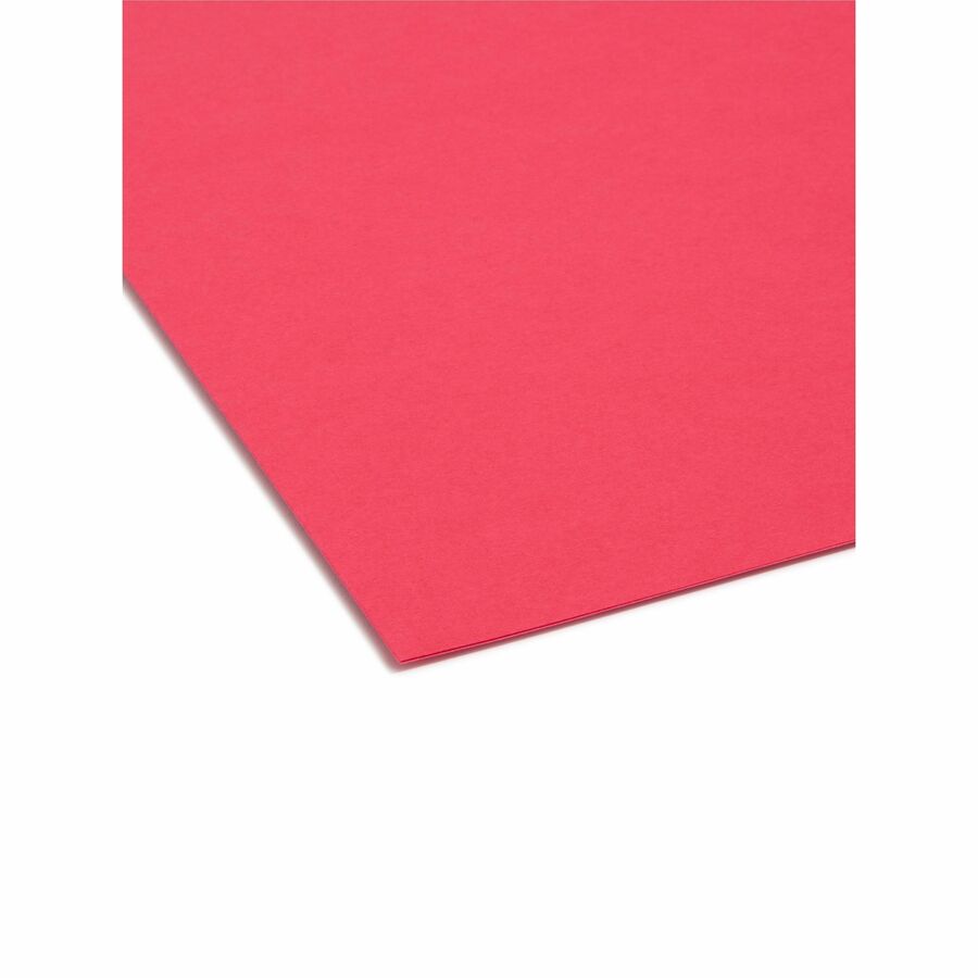 Smead 1/3 Tab Cut Letter Recycled Interior File Folder - 8 1/2" x 11" - 3/4" Expansion - Top Tab Location - Assorted Tab Position - 11 pt. - 1 Plys - Paper - Red - 10% Recycled - 100 / Box