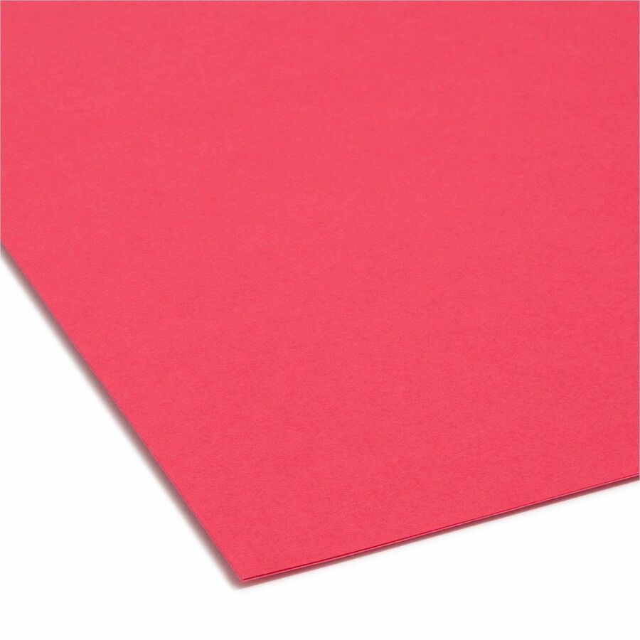 Smead 1/3 Tab Cut Letter Recycled Interior File Folder - 8 1/2" x 11" - 3/4" Expansion - Top Tab Location - Assorted Tab Position - 11 pt. - 1 Plys - Paper - Red - 10% Recycled - 100 / Box