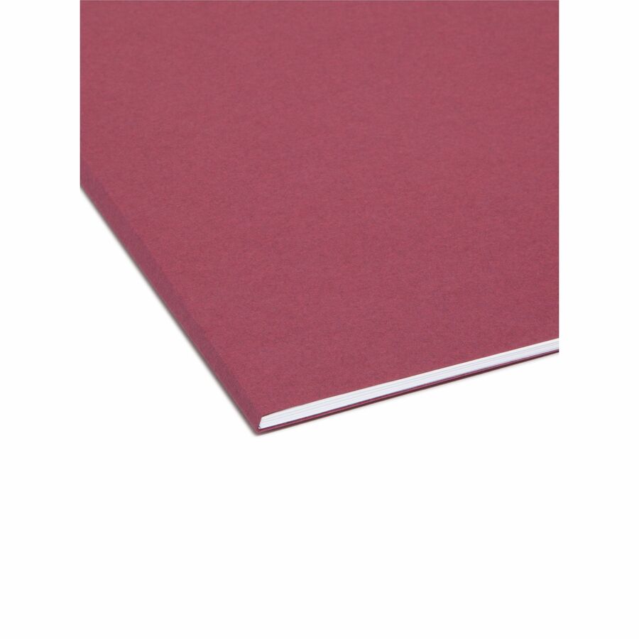 Smead 1/3 Tab Cut Letter Recycled Interior File Folder - 8 1/2" x 11" - 3/4" Expansion - Top Tab Location - Assorted Tab Position - 11 pt. - 1 Plys - Paper - Maroon - 10% Recycled - 100 / Box
