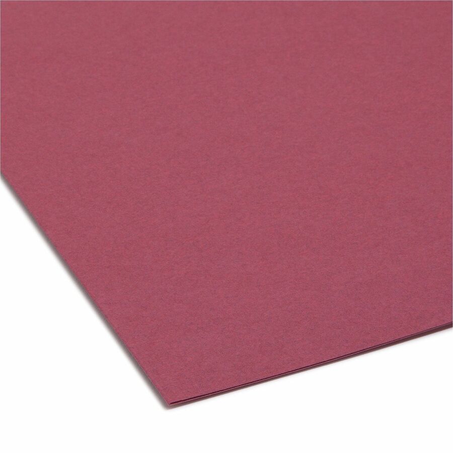 Smead 1/3 Tab Cut Letter Recycled Interior File Folder - 8 1/2" x 11" - 3/4" Expansion - Top Tab Location - Assorted Tab Position - 11 pt. - 1 Plys - Paper - Maroon - 10% Recycled - 100 / Box