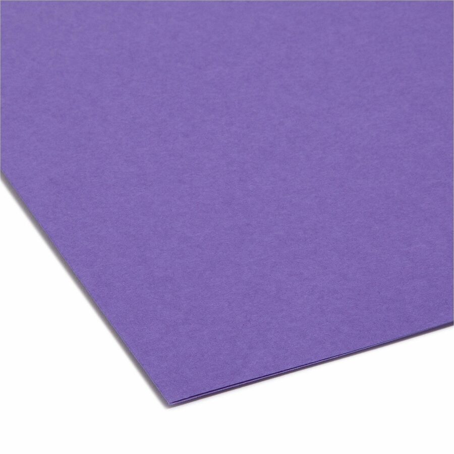 Smead 1/3 Tab Cut Letter Recycled Interior File Folder - 8 1/2" x 11" - 3/4" Expansion - Top Tab Location - Assorted Tab Position - 11 pt. - 1 Plys - Paper - Purple - 10% Recycled - 100 / Box