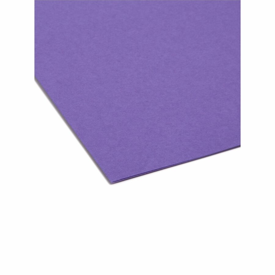 Smead 1/3 Tab Cut Letter Recycled Interior File Folder - 8 1/2" x 11" - 3/4" Expansion - Top Tab Location - Assorted Tab Position - 11 pt. - 1 Plys - Paper - Purple - 10% Recycled - 100 / Box