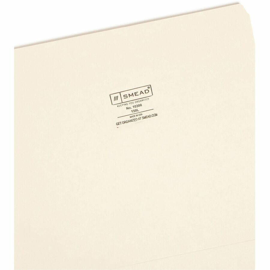 Smead Straight Tab Cut Letter Recycled Top Tab File Folder - 8 1/2" x 11" - 3/4" Expansion - 11 pt. - 1 Plys - Manila - Rounded Corner - 10% Recycled - 100 / Box