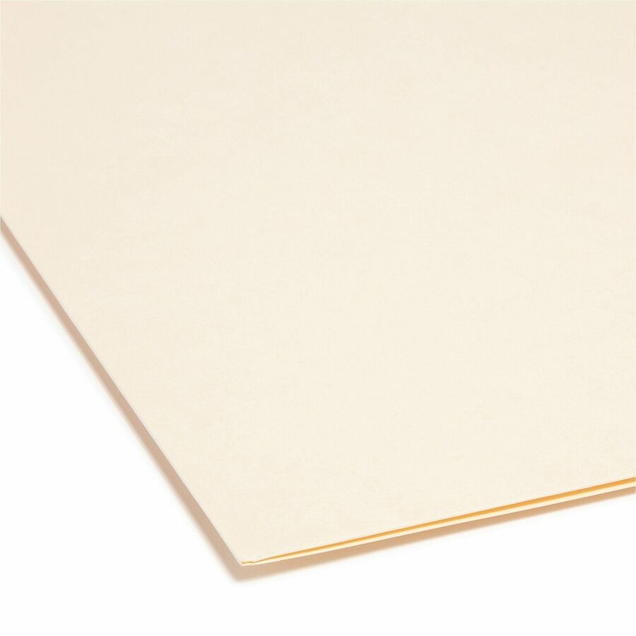 Smead Straight Tab Cut Letter Recycled Top Tab File Folder - 8 1/2" x 11" - Internal Pocket(s) - 11 pt. - 2 Plys - Manila - Reinforced, Heavyweight - 10% Recycled - 50 / Box