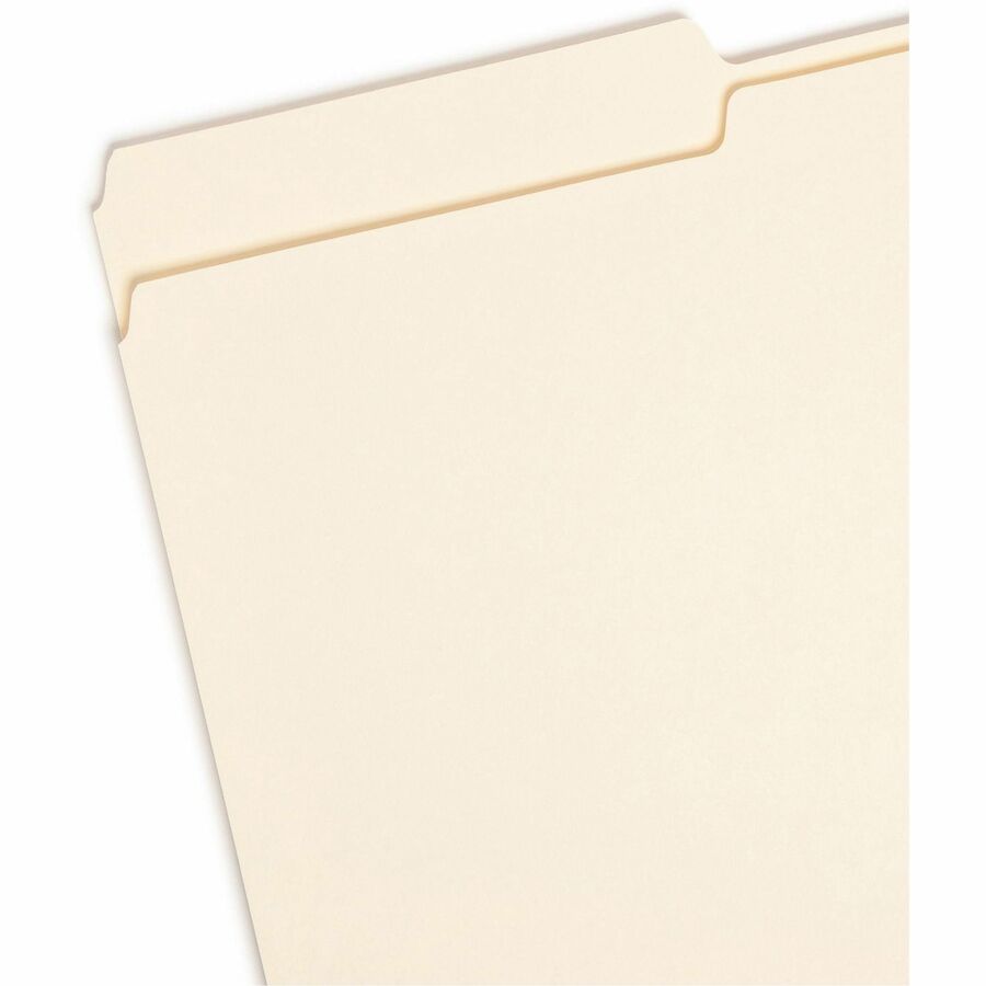 Smead 1/2 Tab Cut Letter Recycled Top Tab File Folder - 8 1/2" x 11" - 3/4" Expansion - Top Tab Location - Assorted Tab Position - 11 pt. - 1 Plys - Manila - 10% Recycled - 100 / Box