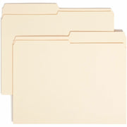 Smead 1/2 Tab Cut Letter Recycled Top Tab File Folder - 8 1/2" x 11" - 3/4" Expansion - Top Tab Location - Assorted Tab Position - 11 pt. - 2 Plys - Manila - Reinforced, Durable, Reinforced Tab, Rounded Corner - 10% Recycled - 100 / Box