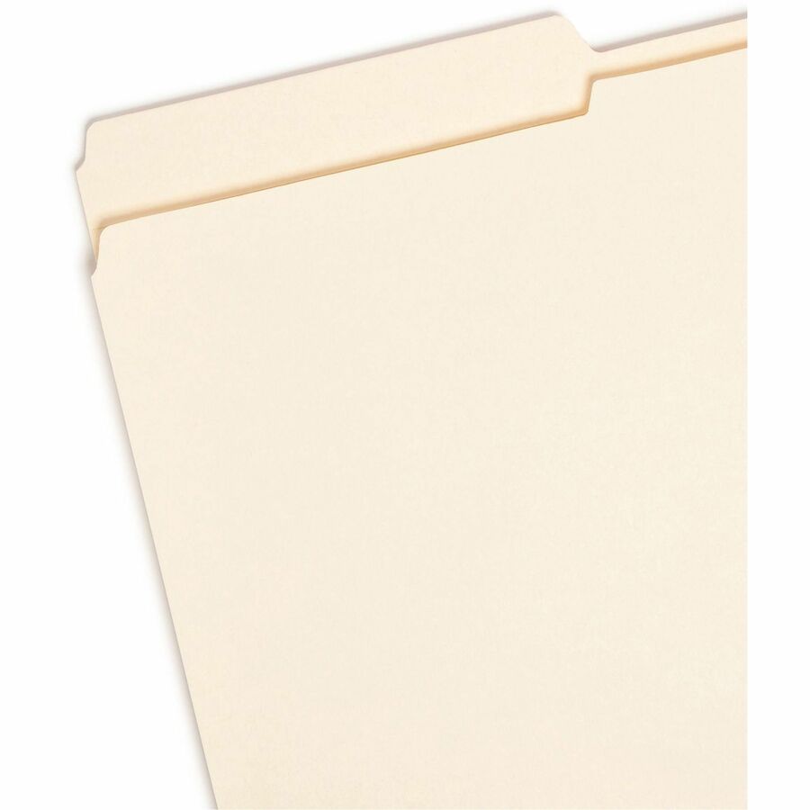 Smead 1/2 Tab Cut Letter Recycled Top Tab File Folder - 8 1/2" x 11" - 3/4" Expansion - Top Tab Location - Assorted Tab Position - 11 pt. - 2 Plys - Manila - Reinforced, Durable, Reinforced Tab, Rounded Corner - 10% Recycled - 100 / Box