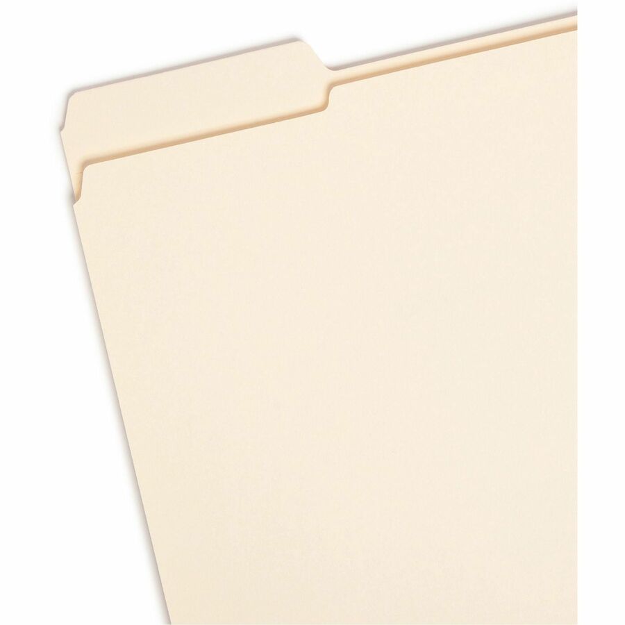 Smead 1/3 Tab Cut Letter Recycled Top Tab File Folder - 8 1/2" x 11" - 3/4" Expansion - Top Tab Location - Left Tab Position - 11 pt. - 2 Plys - Manila - Reinforced, Durable, Reinforced Tab, Rounded Corner - 10% Recycled - 100 / Box