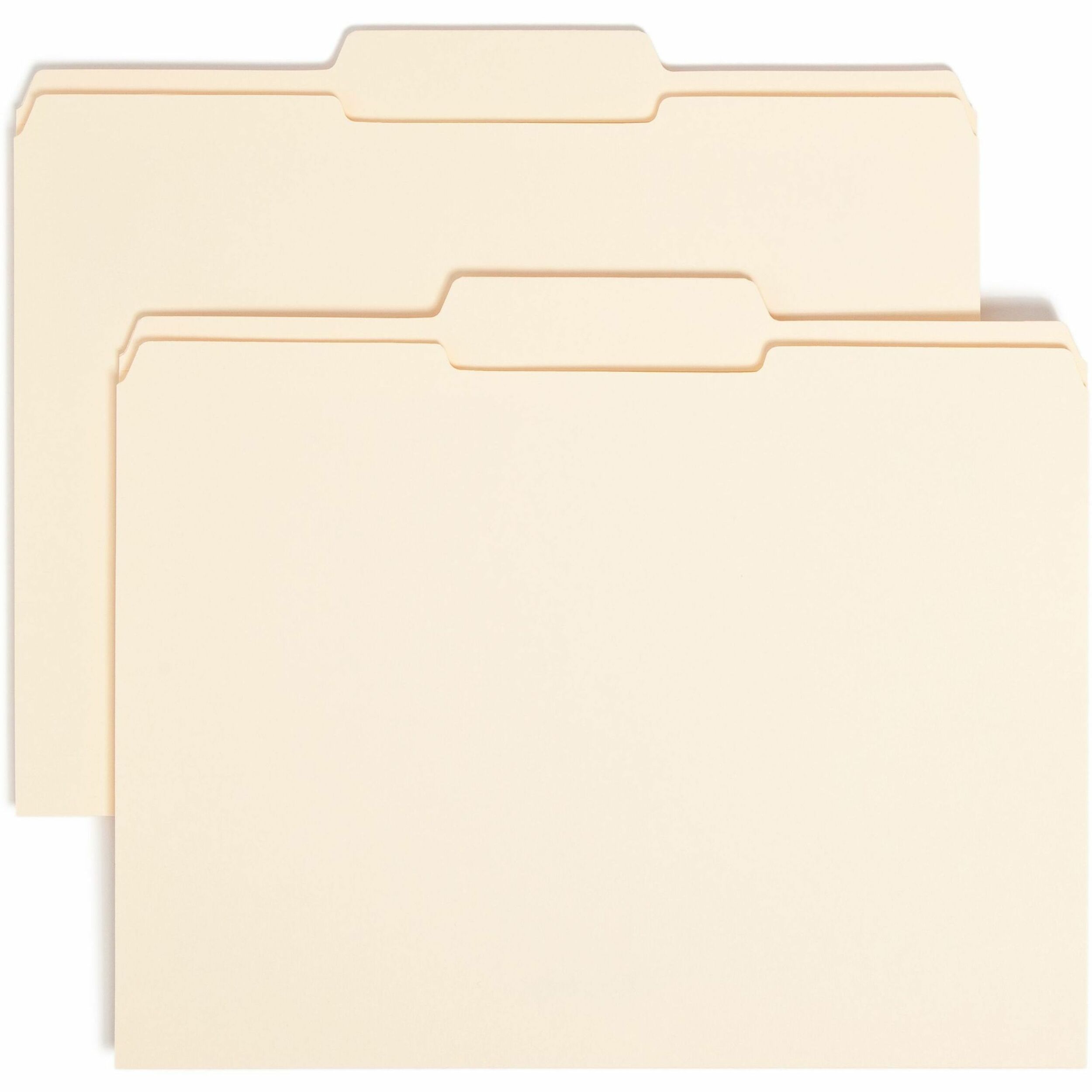 Smead 1/3 Tab Cut Letter Recycled Top Tab File Folder - 8 1/2" x 11" - 3/4" Expansion - Top Tab Location - Center Tab Position - 11 pt. - 2 Plys - Manila - Reinforced, Durable, Reinforced Tab, Rounded Corner - 10% Recycled - 100 / Box