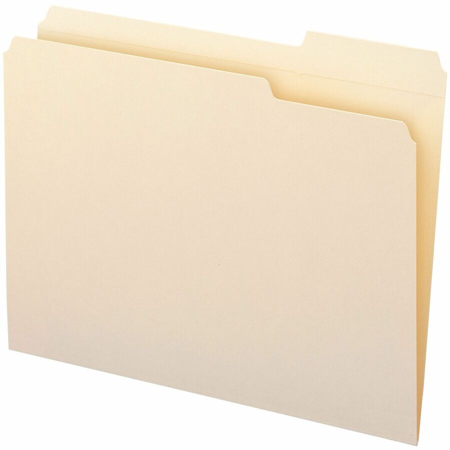 Smead 1/3 Tab Cut Letter Recycled Top Tab File Folder - 8 1/2" x 11" - 3/4" Expansion - Top Tab Location - Right Tab Position - 11 pt. - 2 Plys - Manila - Reinforced, Durable, Reinforced Tab, Rounded Corner - 10% Recycled - 100 / Box