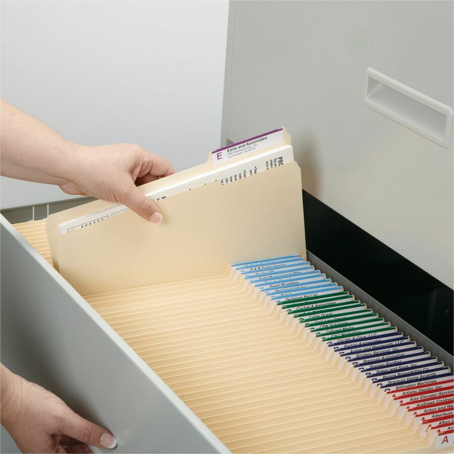 Smead 1/3 Tab Cut Letter Recycled Top Tab File Folder - 8 1/2" x 11" - 3/4" Expansion - Top Tab Location - Right Tab Position - 11 pt. - 2 Plys - Manila - Reinforced, Durable, Reinforced Tab, Rounded Corner - 10% Recycled - 100 / Box