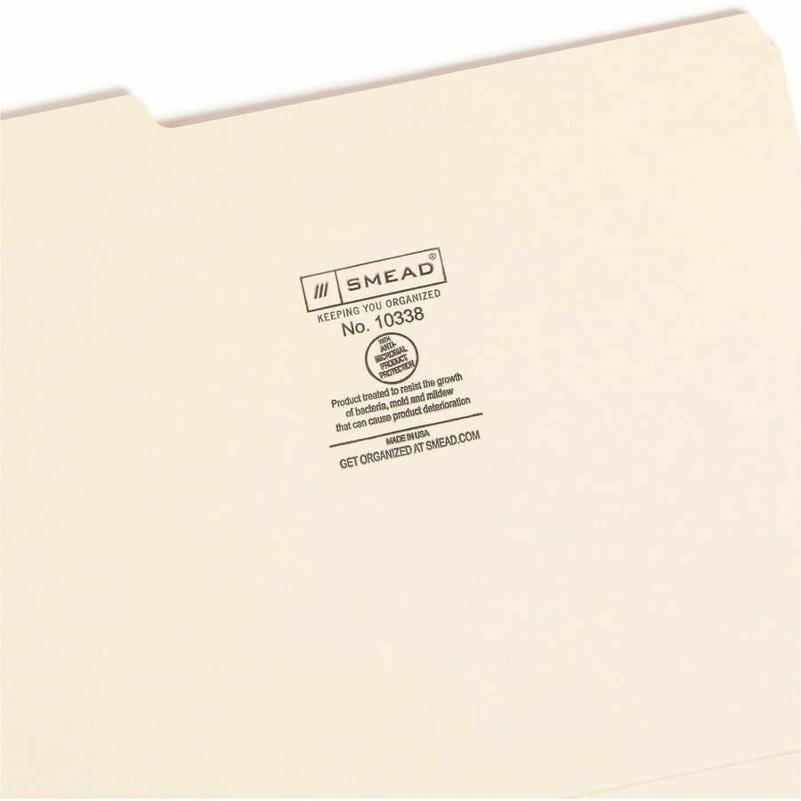 Smead 1/3 Tab Cut Letter Recycled Top Tab File Folder - 8 1/2" x 11" - 3/4" Expansion - Top Tab Location - Assorted Tab Position - 11 pt. - 1 Plys - Manila - 10% Recycled - 100 / Box