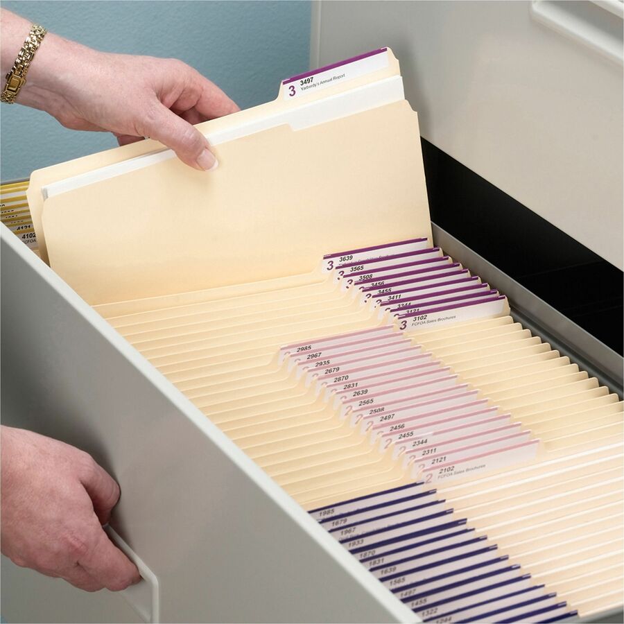 Smead 1/3 Tab Cut Letter Recycled Top Tab File Folder - 8 1/2" x 11" - 3/4" Expansion - Top Tab Location - Assorted Tab Position - 11 pt. - 1 Plys - Manila - 10% Recycled - 100 / Box