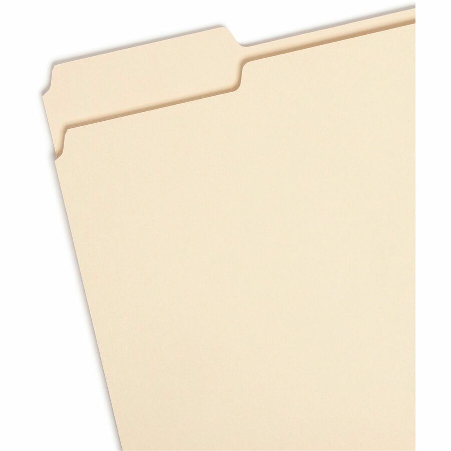 Smead 1/3 Tab Cut Letter Recycled Top Tab File Folder - 8 1/2" x 11" - 3/4" Expansion - Top Tab Location - Assorted Tab Position - 11 pt. - 1 Plys - Manila - Acid-free, Rounded Corner - 100% Recycled - 100 / Box