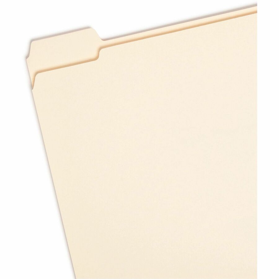 Smead 1/5 Tab Cut Letter Recycled Top Tab File Folder - 8 1/2" x 11" - 3/4" Expansion - Top Tab Location - Assorted Tab Position - 11 pt. - 2 Plys - Manila - Durable, Reinforced Tab, Rounded Corner - 10% Recycled - 100 / Box