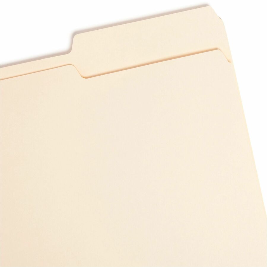 Smead 2/5 Tab Cut Letter Recycled Top Tab File Folder - 8 1/2" x 11" - 3/4" Expansion - Top Tab Location - Right Tab Position - 11 pt. - 1 Plys - Manila - Rounded Corner - 10% Recycled - 100 / Box
