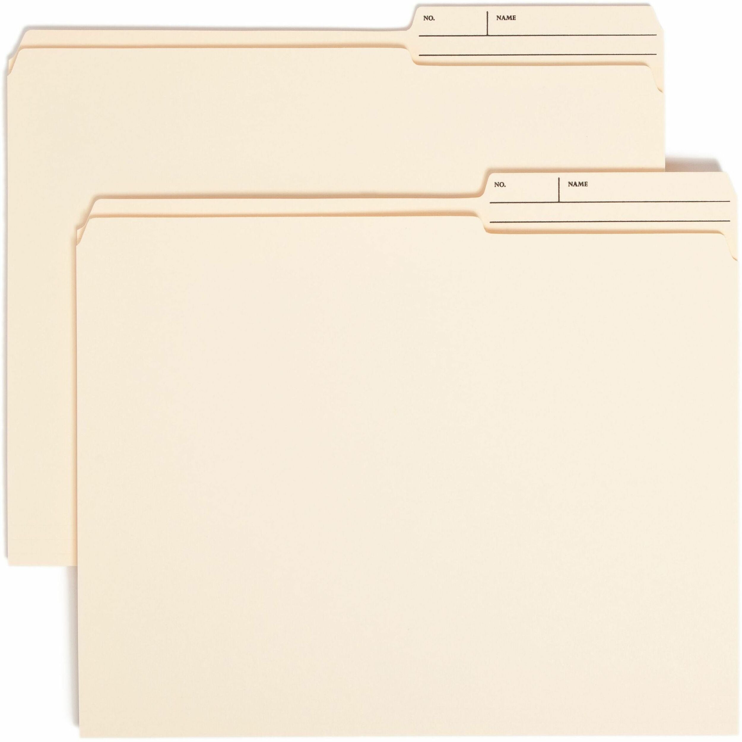 Smead 2/5 Tab Cut Letter Recycled Top Tab File Folder - 8 1/2" x 11" - 3/4" Expansion - Right Tab Position - 11 pt. - 2 Plys - Manila - Preprinted, Reinforced Tab, Durable, Rounded Corner - 10% Recycled - 1 / Pack
