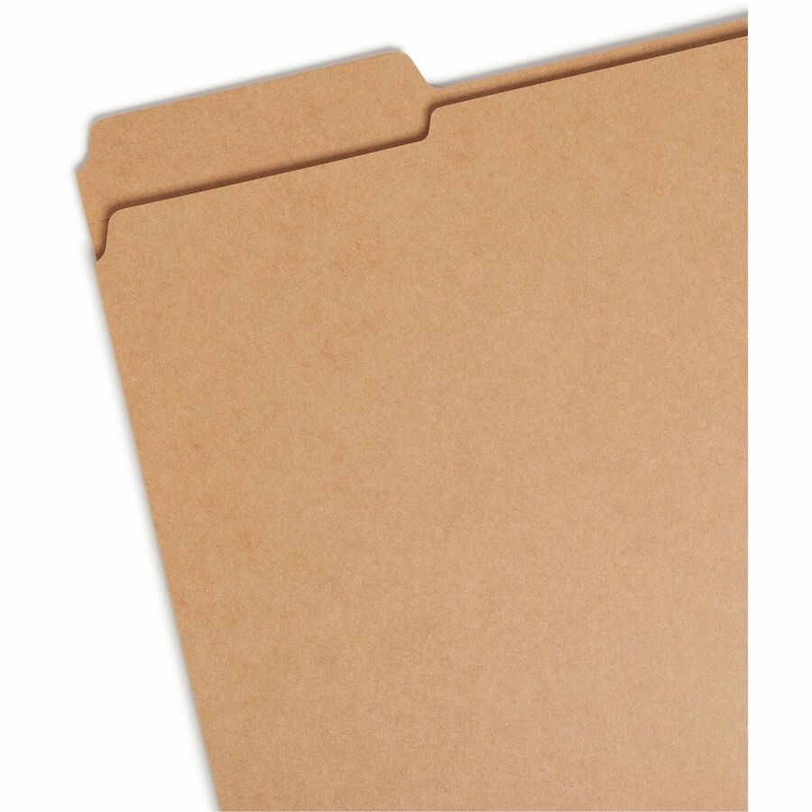 Smead 1/3 Tab Cut Letter Recycled Top Tab File Folder - 8 1/2" x 11" - 3/4" Expansion - Top Tab Location - Assorted Tab Position - 11 pt. - 2 Plys - Kraft - Reinforced Tab - 10% Recycled - 100 / Box