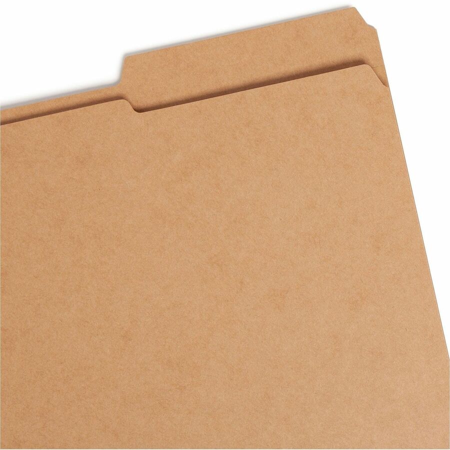 Smead 2/5 Tab Cut Letter Recycled Top Tab File Folder - 8 1/2" x 11" - 3/4" Expansion - Top Tab Location - Right Tab Position - 11 pt. - 2 Plys - Kraft - 10% Recycled - 100 / Box