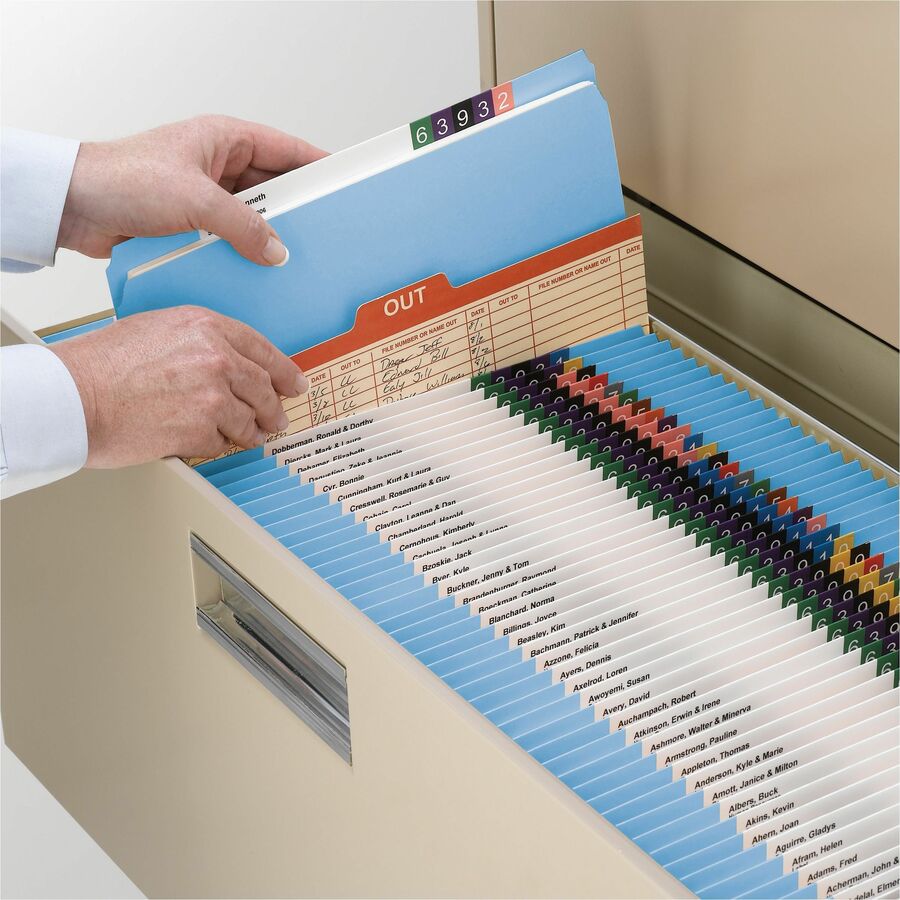 Smead Straight Tab Cut Letter Recycled Top Tab File Folder - 8 1/2" x 11" - 3/4" Expansion - 11 pt. - 2 Plys - Blue - Reinforced - 10% Recycled - 100 / Box