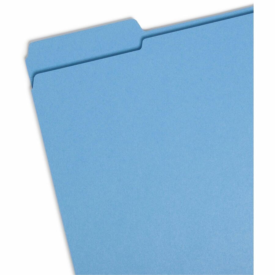 Smead Colored 1/3 Tab Cut Letter Recycled Top Tab File Folder - 8 1/2" x 11" - 3/4" Expansion - Top Tab Location - Assorted Tab Position - 11 pt. - 2 Plys - Blue - 10% Recycled - 100 / Box