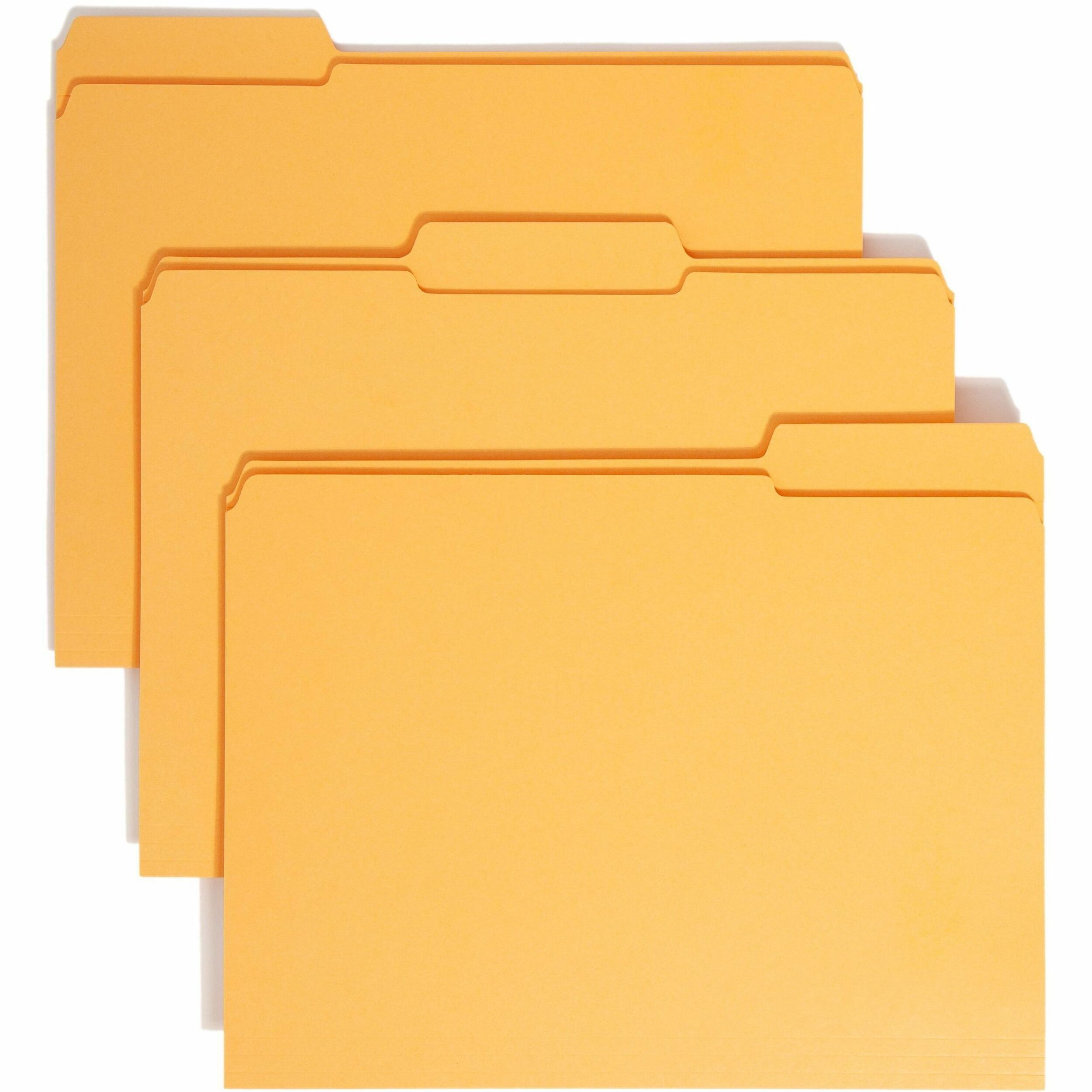 Smead Colored 1/3 Tab Cut Letter Recycled Top Tab File Folder - 8 1/2" x 11" - 3/4" Expansion - Top Tab Location - Assorted Tab Position - 11 pt. - 2 Plys - Goldenrod - 10% Recycled - 100 / Box