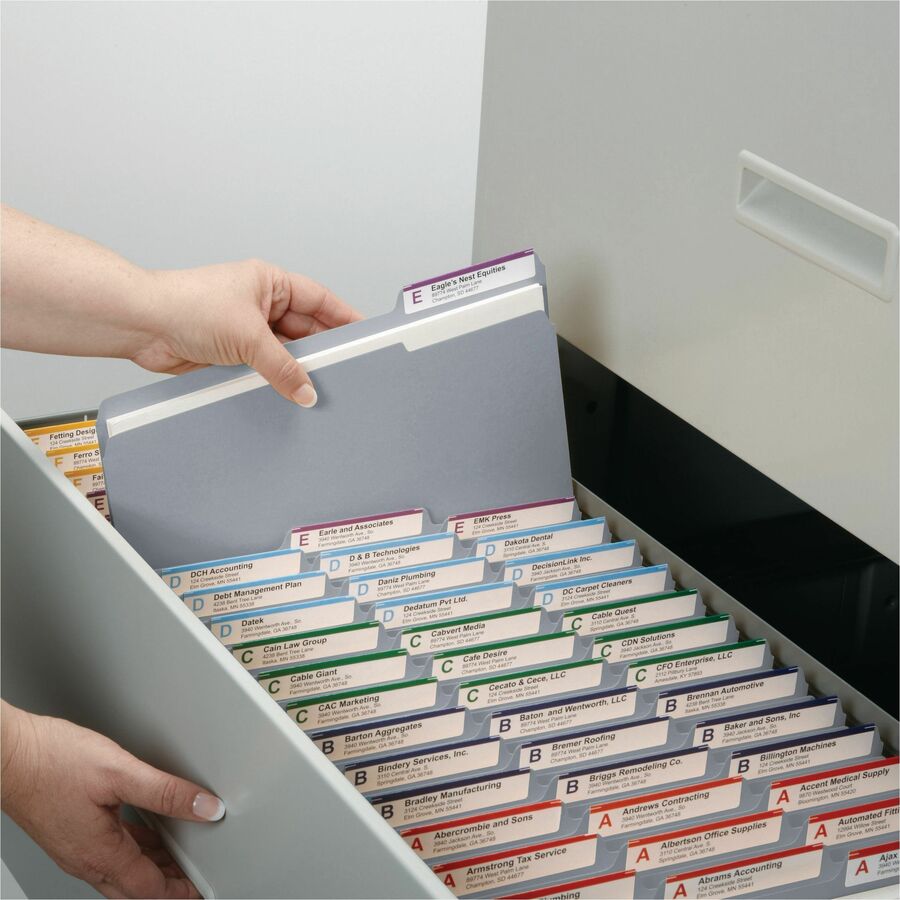 Smead Colored 1/3 Tab Cut Letter Recycled Top Tab File Folder - 8 1/2" x 11" - 3/4" Expansion - Top Tab Location - Assorted Tab Position - 11 pt. - 2 Plys - Gray - 10% Recycled - 100 / Box