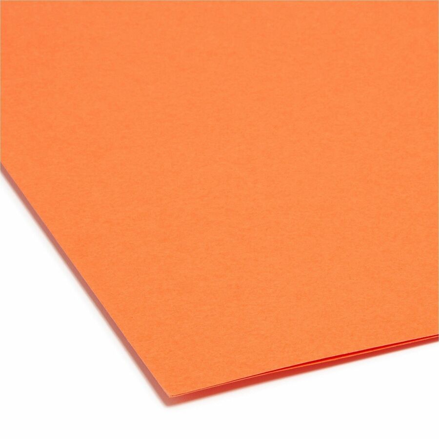 Smead Colored Straight Tab Cut Letter Recycled Top Tab File Folder - 8 1/2" x 11" - 3/4" Expansion - 11 pt. - 2 Plys - Orange - Reinforced Tab - 10% Recycled - 100 / Box
