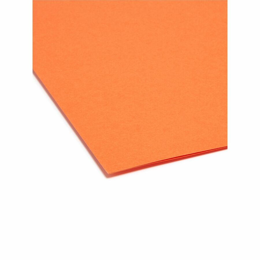 Smead Colored Straight Tab Cut Letter Recycled Top Tab File Folder - 8 1/2" x 11" - 3/4" Expansion - 11 pt. - 2 Plys - Orange - Reinforced Tab - 10% Recycled - 100 / Box