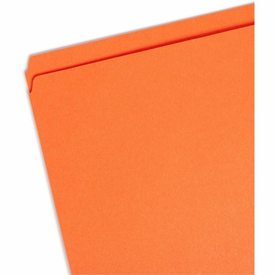 Smead Colored Straight Tab Cut Letter Recycled Top Tab File Folder - 8 1/2" x 11" - 3/4" Expansion - 11 pt. - 2 Plys - Orange - Reinforced Tab - 10% Recycled - 100 / Box