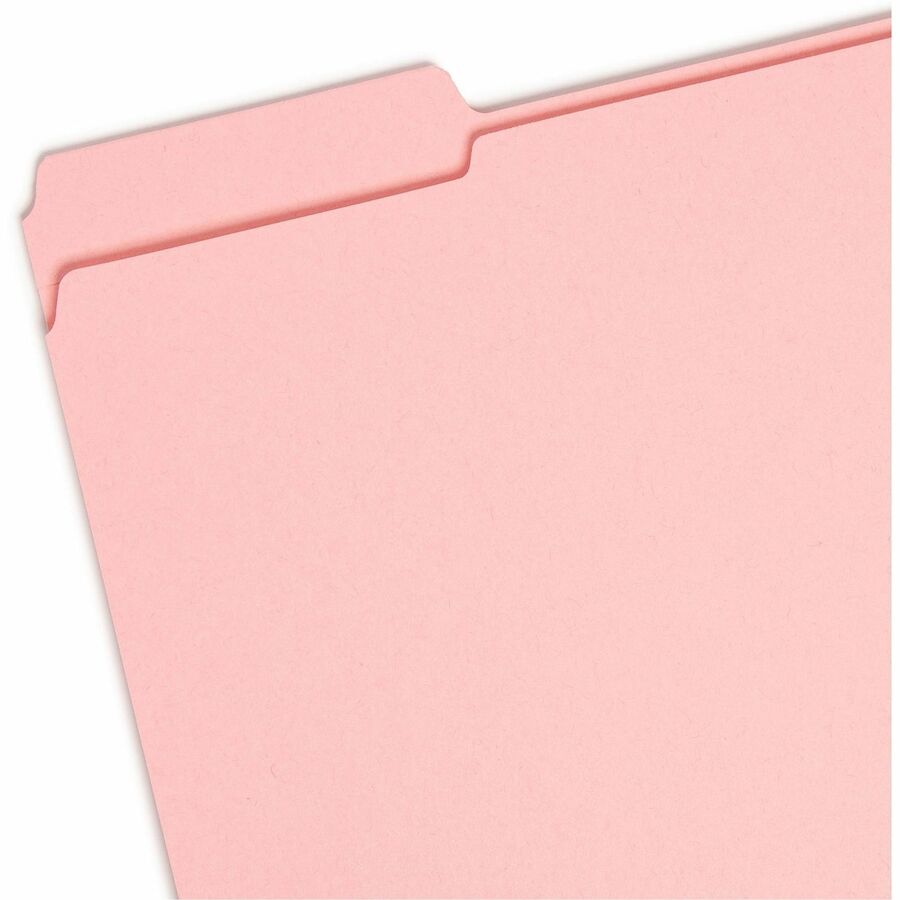 Smead Colored 1/3 Tab Cut Letter Recycled Top Tab File Folder - 8 1/2" x 11" - 3/4" Expansion - Top Tab Location - Assorted Tab Position - 11 pt. - 2 Plys - Pink - Reinforced - 10% Recycled - 100 / Box