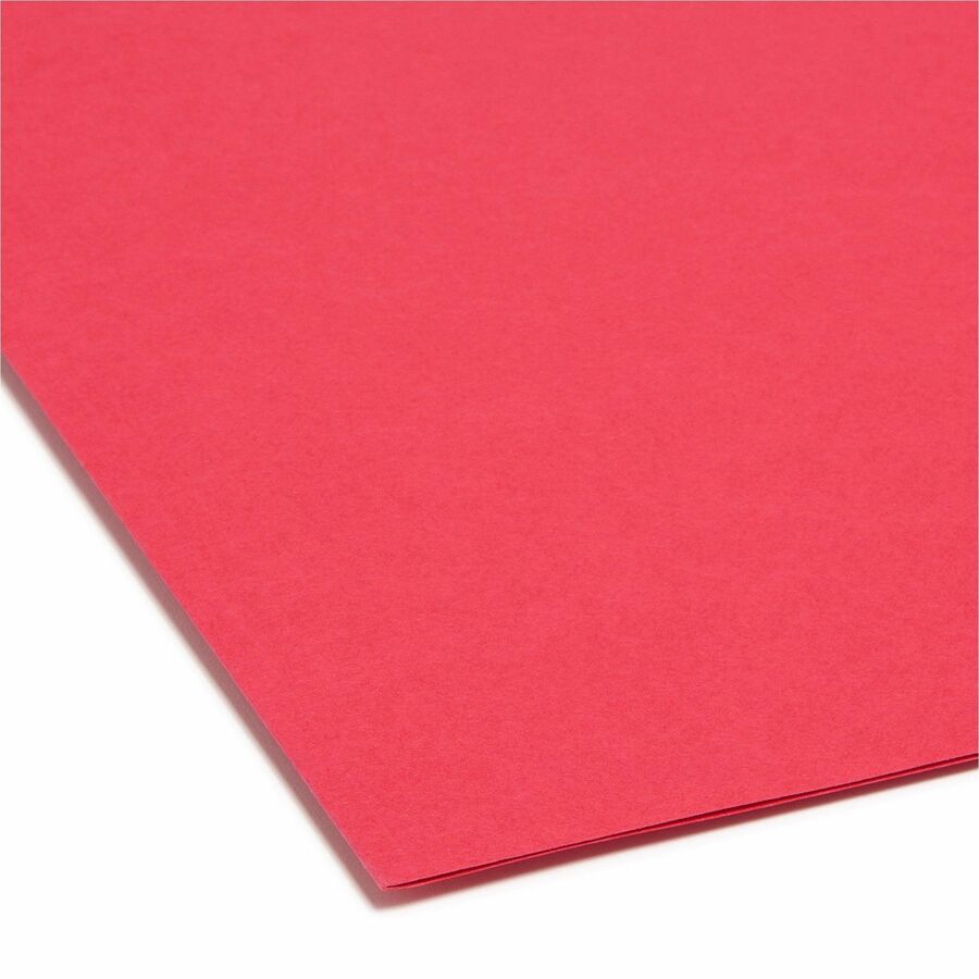 Smead 1/3 Tab Cut Letter Recycled Top Tab File Folder - 8 1/2" x 11" - 3/4" Expansion - Top Tab Location - Assorted Tab Position - 11 pt. - 1 Plys - Red - Rounded Corner - 10% Recycled - 100 / Box