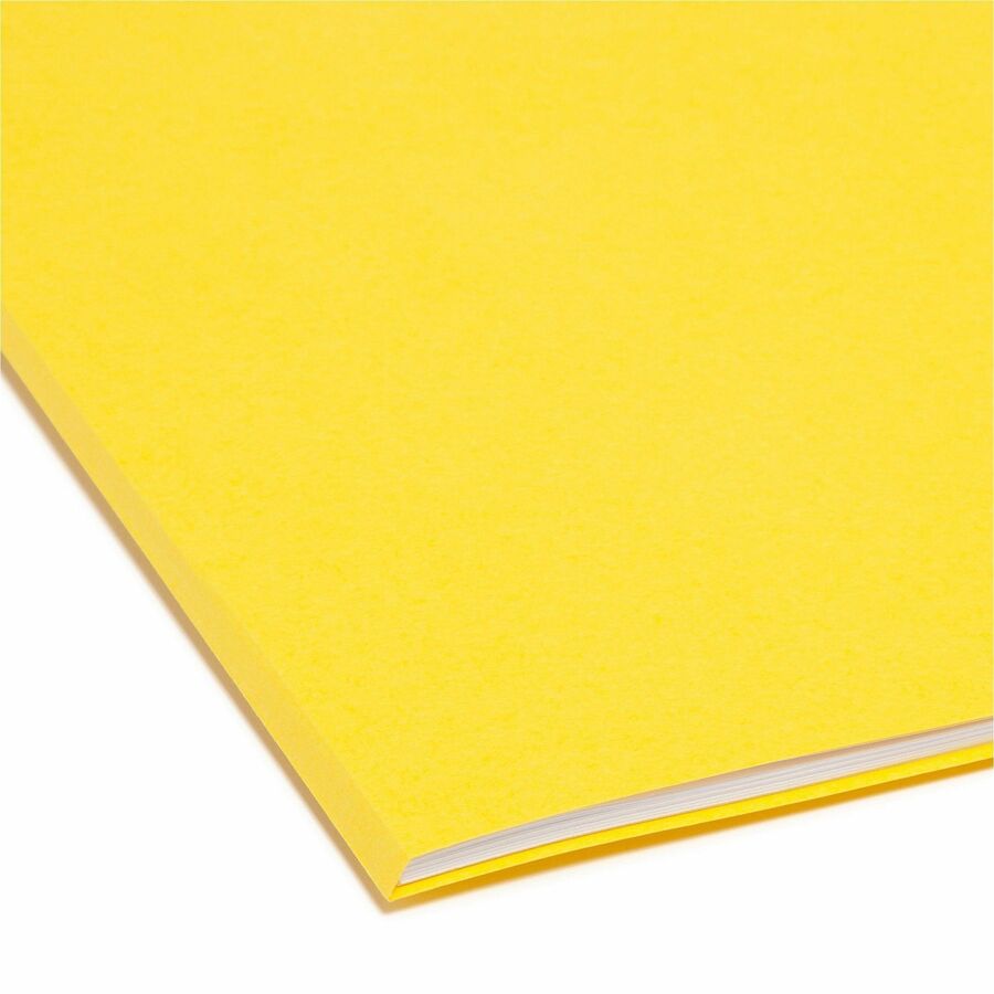 Smead Colored 1/3 Tab Cut Letter Recycled Top Tab File Folder - 8 1/2" x 11" - Top Tab Location - Assorted Tab Position - 11 pt. - 2 Plys - Yellow - 10% Recycled - 100 / Box
