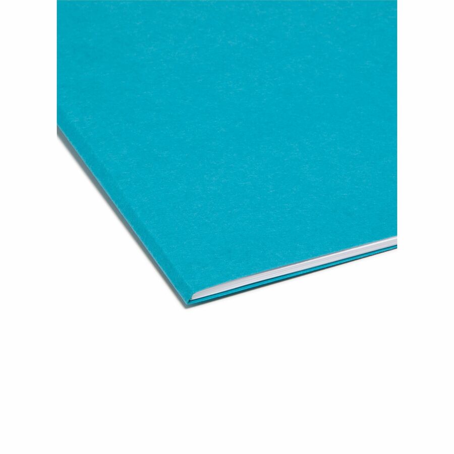 Smead Colored 1/3 Tab Cut Letter Recycled Top Tab File Folder - 8 1/2" x 11" - 3/4" Expansion - Top Tab Location - Assorted Tab Position - 11 pt. - 1 Plys - Teal - Rounded Corner - 10% Recycled - 100 / Box