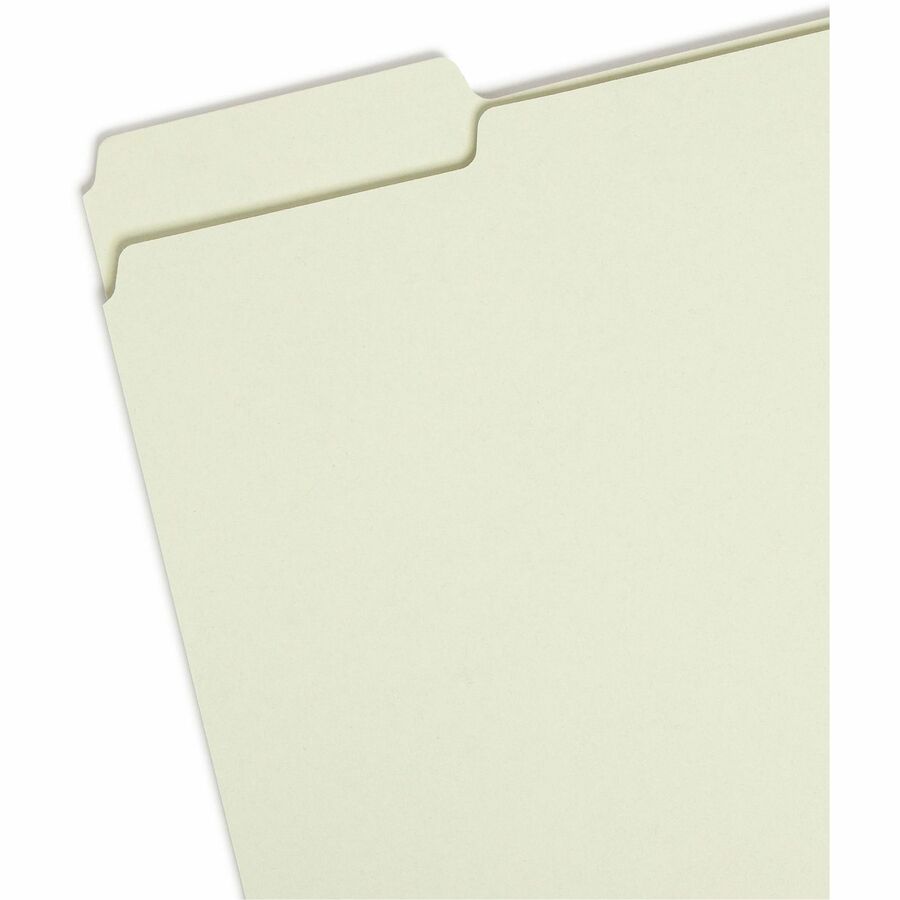 Smead 1/3 Tab Cut Letter Recycled Top Tab File Folder - 8 1/2" x 11" - 1" Expansion - Top Tab Location - Assorted Tab Position - 25 pt. - Pressboard - Gray, Green - Heavy Duty, Wear Resistant, Tear Resistant - 100% Recycled - 25 / Box