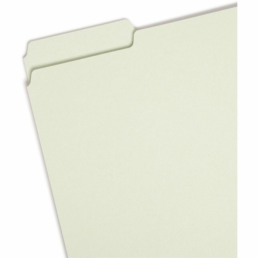 Smead 1/3 Tab Cut Letter Recycled Top Tab File Folder - 8 1/2" x 11" - 2" Expansion - Top Tab Location - Assorted Tab Position - 25 pt. - Pressboard - Gray/Green - Heavy Duty, Rounded Corner, Wear Resistant, Tear Resistant - 100% Recycled - 25 / Box