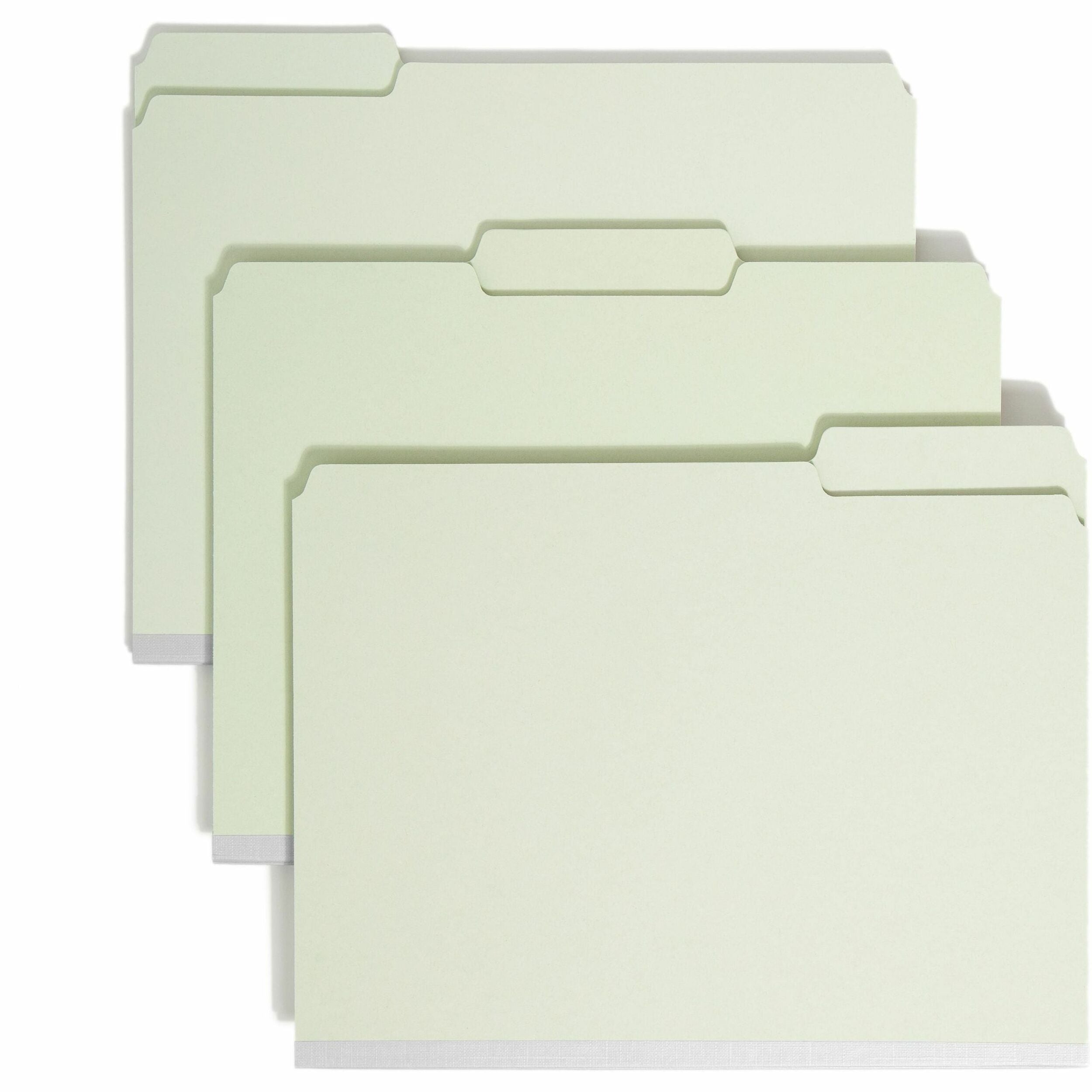 Smead 1/3 Tab Cut Letter Recycled Top Tab File Folder - 8 1/2" x 11" - 2" Expansion - Top Tab Location - Assorted Tab Position - 25 pt. - Pressboard - Gray/Green - Heavy Duty, Rounded Corner, Wear Resistant, Tear Resistant - 100% Recycled - 25 / Box