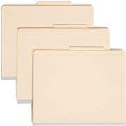 Smead 2/5 Tab Cut Letter Recycled Classification Folder, 8.5" x 11", 2" Expansion, 2 Fasteners, 1 Divider, Manila, Reinforced Tab, 18 pt., 2 Plys, 10/Box