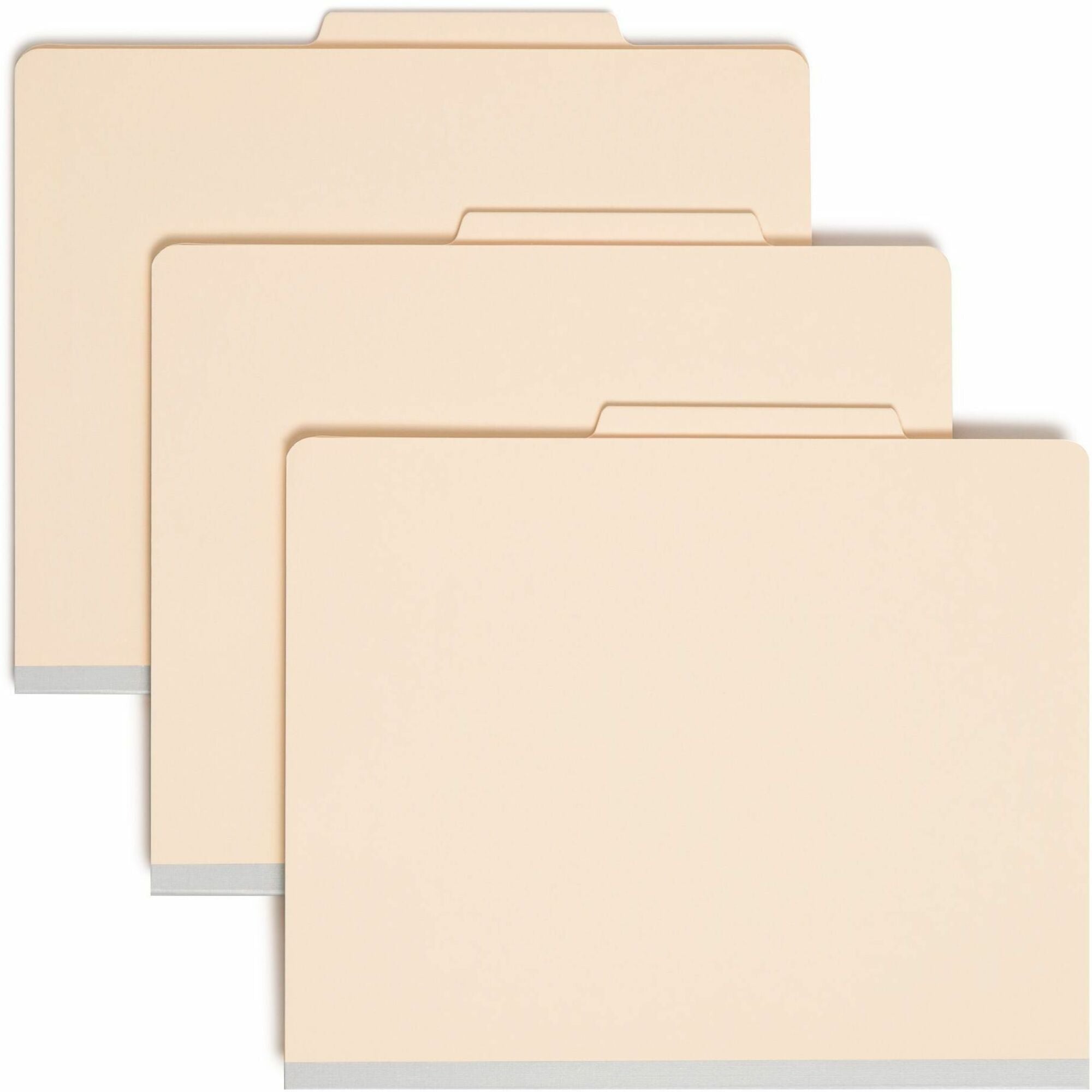 Smead 2/5 Tab Cut Letter Recycled Classification Folder, 8.5" x 11", 2" Expansion, 2 Fasteners, 1 Divider, Manila, Reinforced Tab, 18 pt., 2 Plys, 10/Box