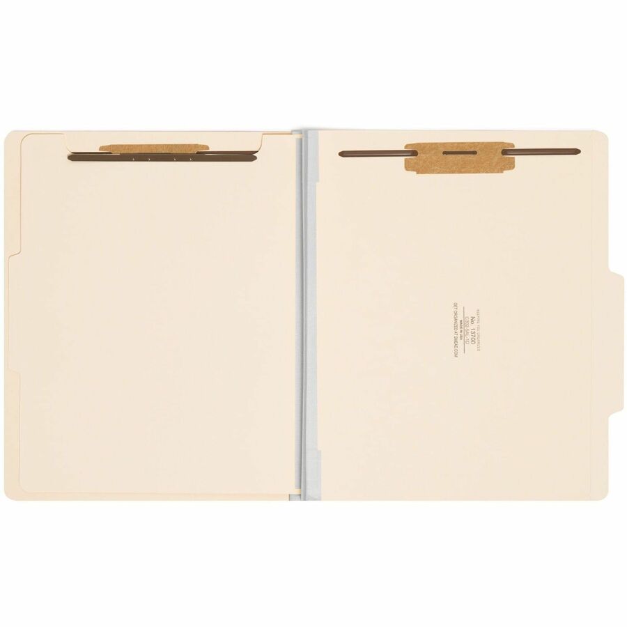 Smead 2/5 Tab Cut Letter Recycled Classification Folder, 8.5" x 11", 2" Expansion, 2 Fasteners, 1 Divider, Manila, Reinforced Tab, 18 pt., 2 Plys, 10/Box